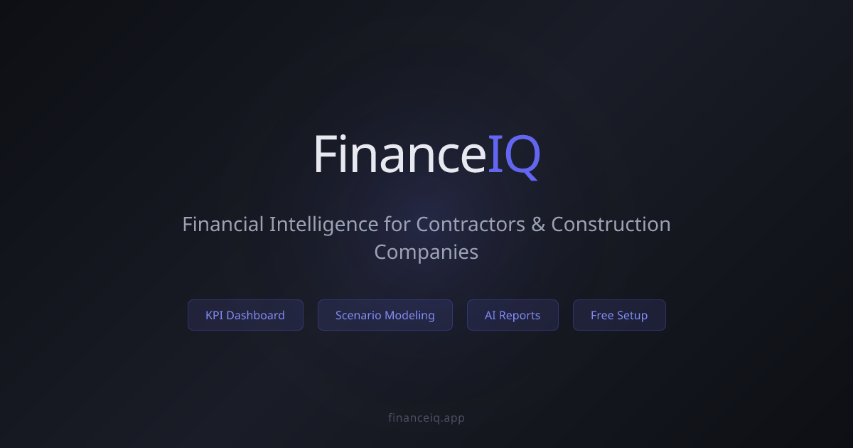 Screenshot of FinanceIQ, AI financial analyst and scenario modeling built for contractors